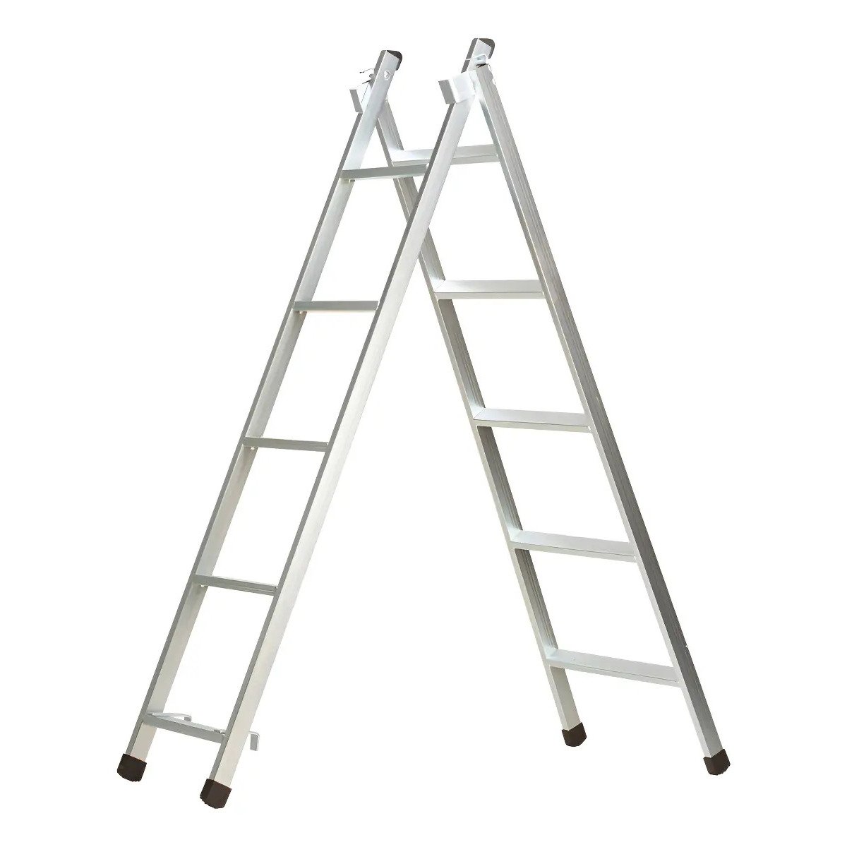Escada Extensiva 5 Degraus 3 Em 1 Zincada Prata Multifuncional Dobrável